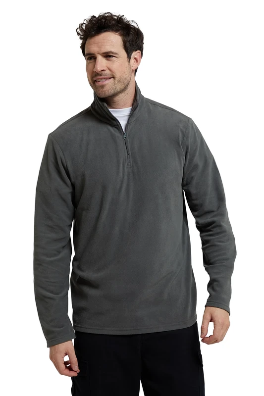 Mountain Warehouse Camber II Mens Half-Zip Fleece - Lightweight & Quick Dry Microfleece - Autumn, Winter, Outdoors Dark Grey L
