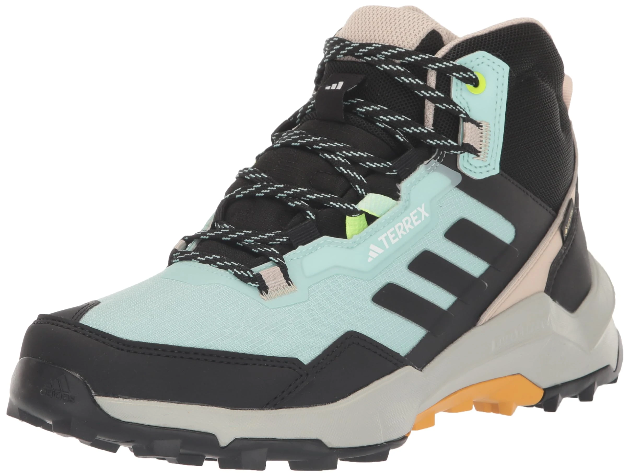 adidas Terrex AX4 Mid Gore-TEX Hiking Shoes Women's, Semi Flash Aqua/Core Black/Preloved Yellow, 10.5 US