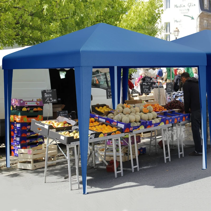 YITAHOME 3x3Meter Instant Heavy Duty Pop Up Gazebo, Folding Garden Camping Party Tent Canopy Marquee with Roller Bag, Stakes and Ropes for Patio Markets Beach (Navy Blue)