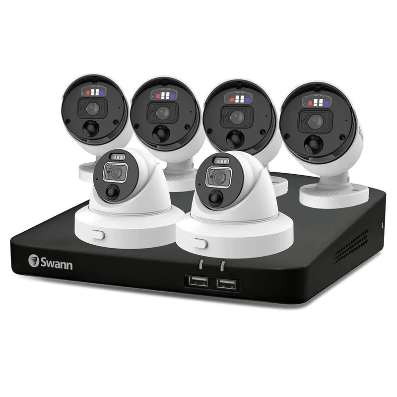 Swann 8 Channel 2TB NVR Recorder with 4 x Heat and Motion Detection IP Security NHD-900BE Bullet 4K Pro Series Enforcer plus 2 x NHD-900DE Dome 4K Pro Series Enforcer. SWNVK-889904B2D, 364590