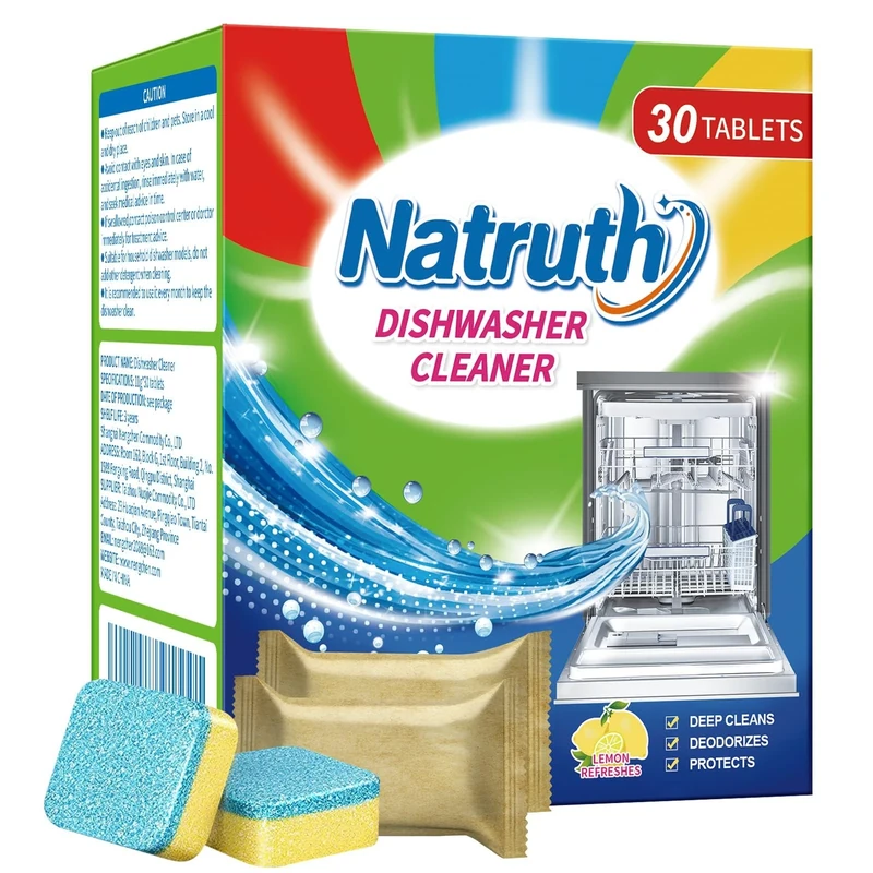 NATRUTH Dishwasher Cleaner And Deodorizer Tablets -30 Pack for Deep Cleaning, Deodorizing & Protecting, Prevents Buildup for Optimal Dishwasher Performance(Lemon)