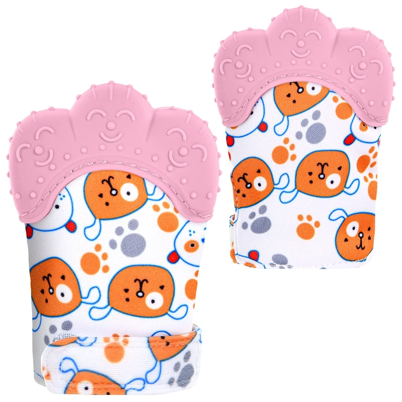 Vicloon 2 Pack Baby Teething Mittens - Silicone Teether Gloves