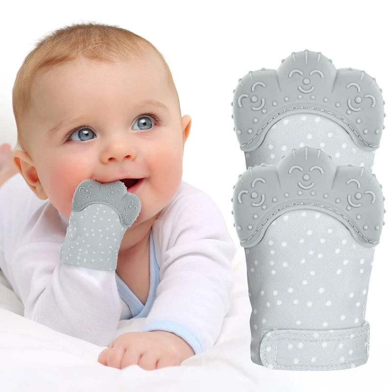 Vicloon 2Pack Silicone Teething Mitts - Soothing Infant Gloves