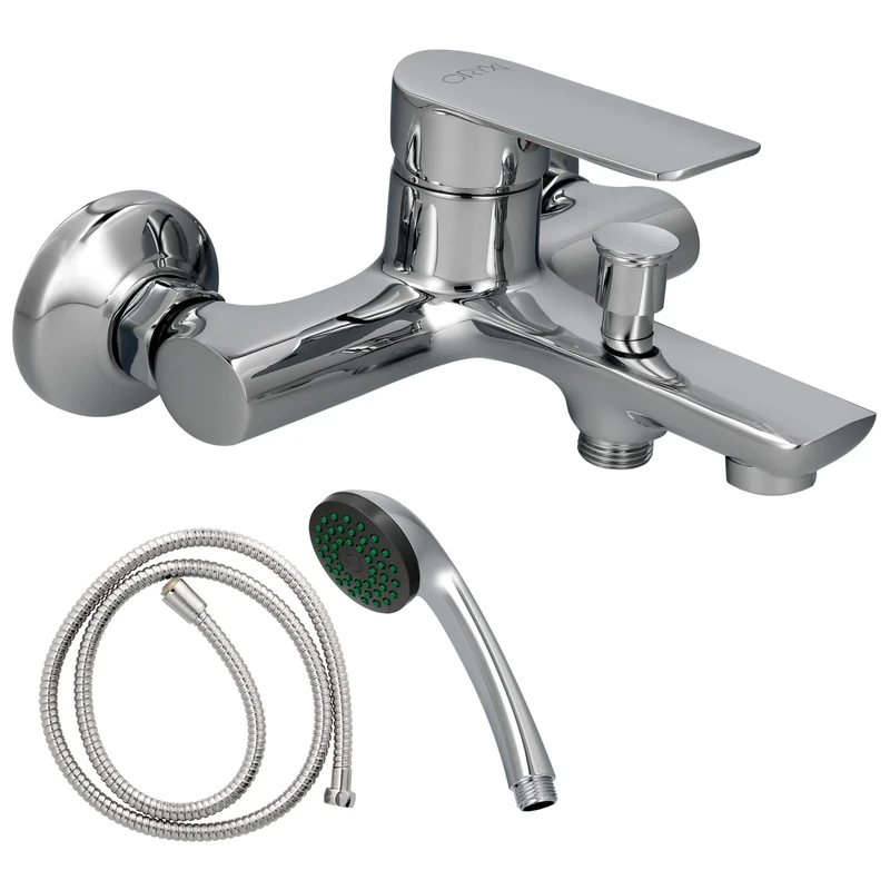 Hamburg Single-Lever Bath/Shower Mixer tap with Flexo and Mineral Ceramic Cartridge, Diameter 35 mm.