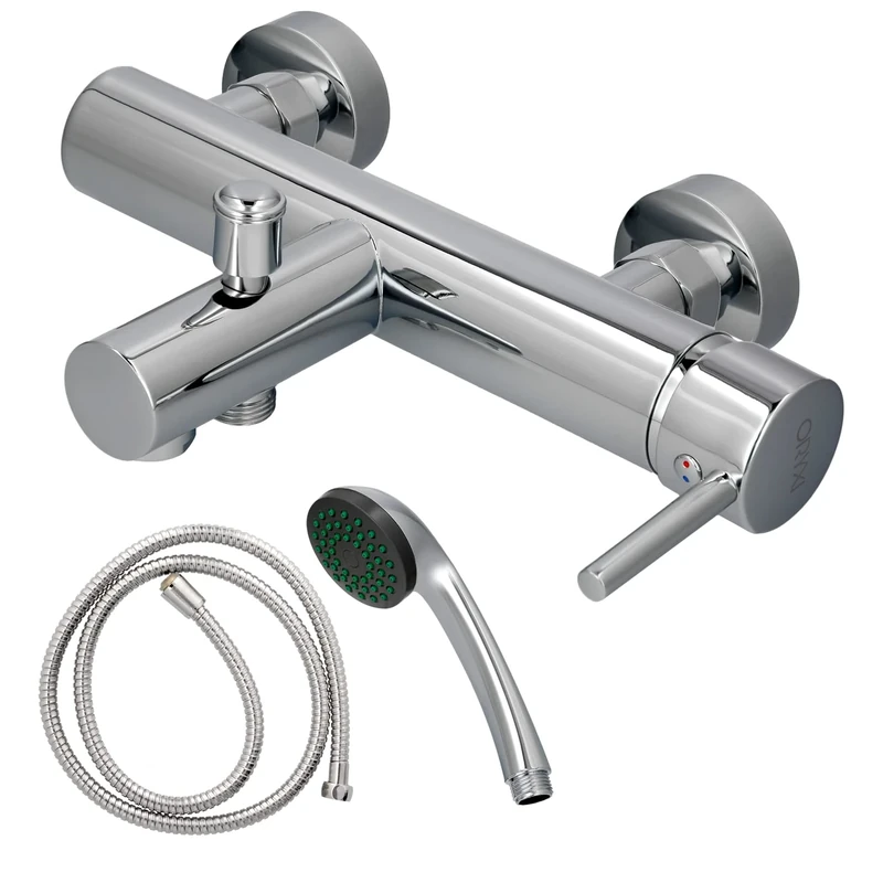 Dresden Single-Lever Bath/Shower Mixer tap with Flexo and Mineral Ceramic Cartridge, Diameter 35 mm.