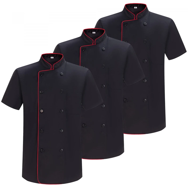 MISEMIYA - Pack 3 Units -CHEF JACKETS GENTLEMAN WITH SHORT SLEEVES - Ref.8421-4XL, Black 21