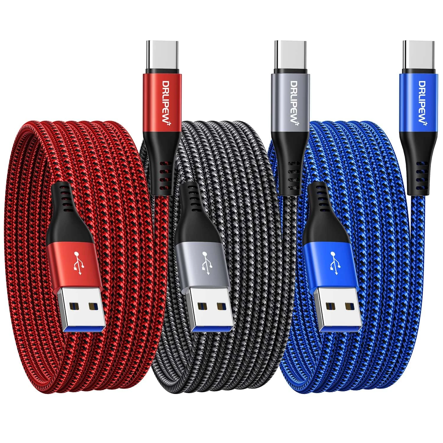 USB C Charger Cable 2M 3Pack USB Type C Fast Charging Cable Nylon Braided 3A Data Sync Lead Compatible with Samsung Galaxy S21 Ultra S21 S20+ S10E S10 S9 S8 Note 10 9 8, A20E A70 A50 A40 M31,LG G8 G7