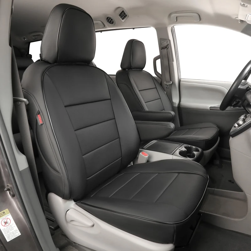 EKR Custom Fit Sienna Seat Covers for Select 2011-2020 Toyota Sienna LE,XLE, SE,XLE Premium 2nd Row 4/2/4 Split,8 Seats Car Seat Cover - Three Row,Leather(Black)