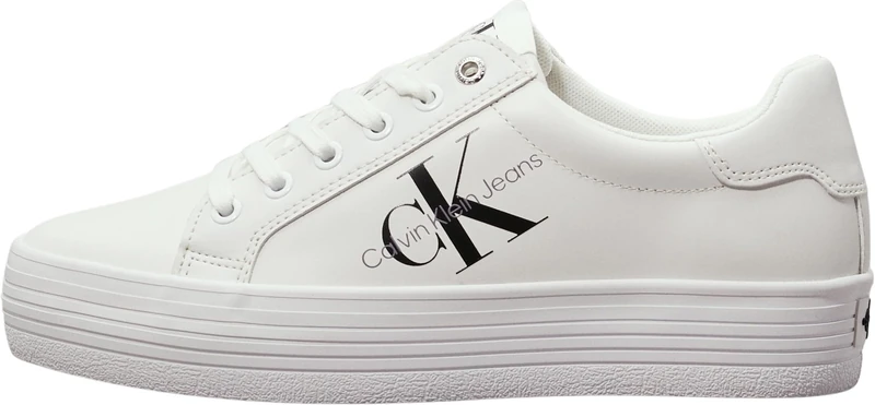 Calvin Klein Women's Vulc Flatform Laceup Low LTH Yw0Yw00847 Vulcanized Sneaker, White (Bright White), 6.5 UK