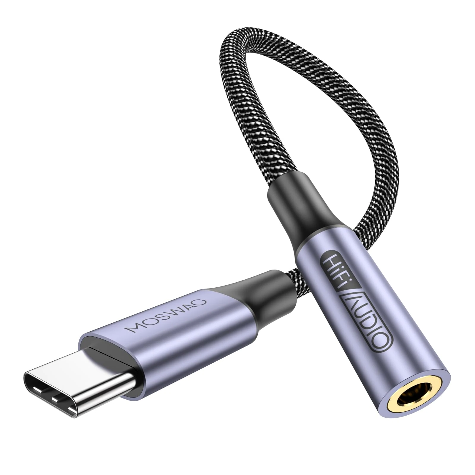 MOSWAG USB Type C to 3.5mm Headphone Jack Adapter, USB C to Aux Dongle Cable for iPhone 16 Pro Max/16 Pro/16 Plus/16/15 Pro/15, Samsung Galaxy S25 S24 S23 S22 S21 S20, Huawei, Pixel, iPad and more.