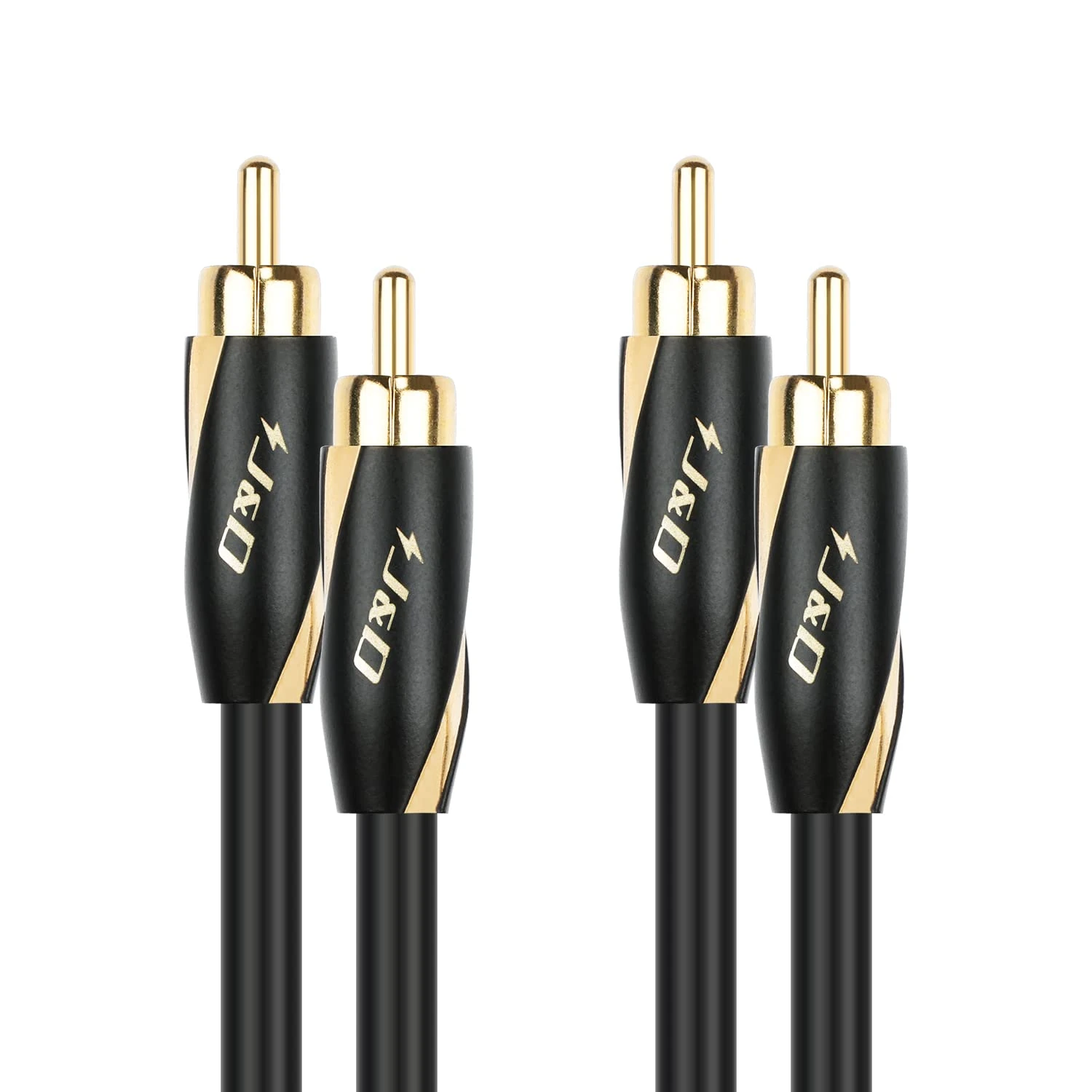 J&D Audiophiles RCA Cable, 24 AWG 2RCA Male to 2RCA Male Stereo Interconnect Audio Cable, Gold-Plated Subwoofer Cable for Home Theater, HDTV, Amplifiers, Hi-Fi Systems, Speakers, 0.9 Meter