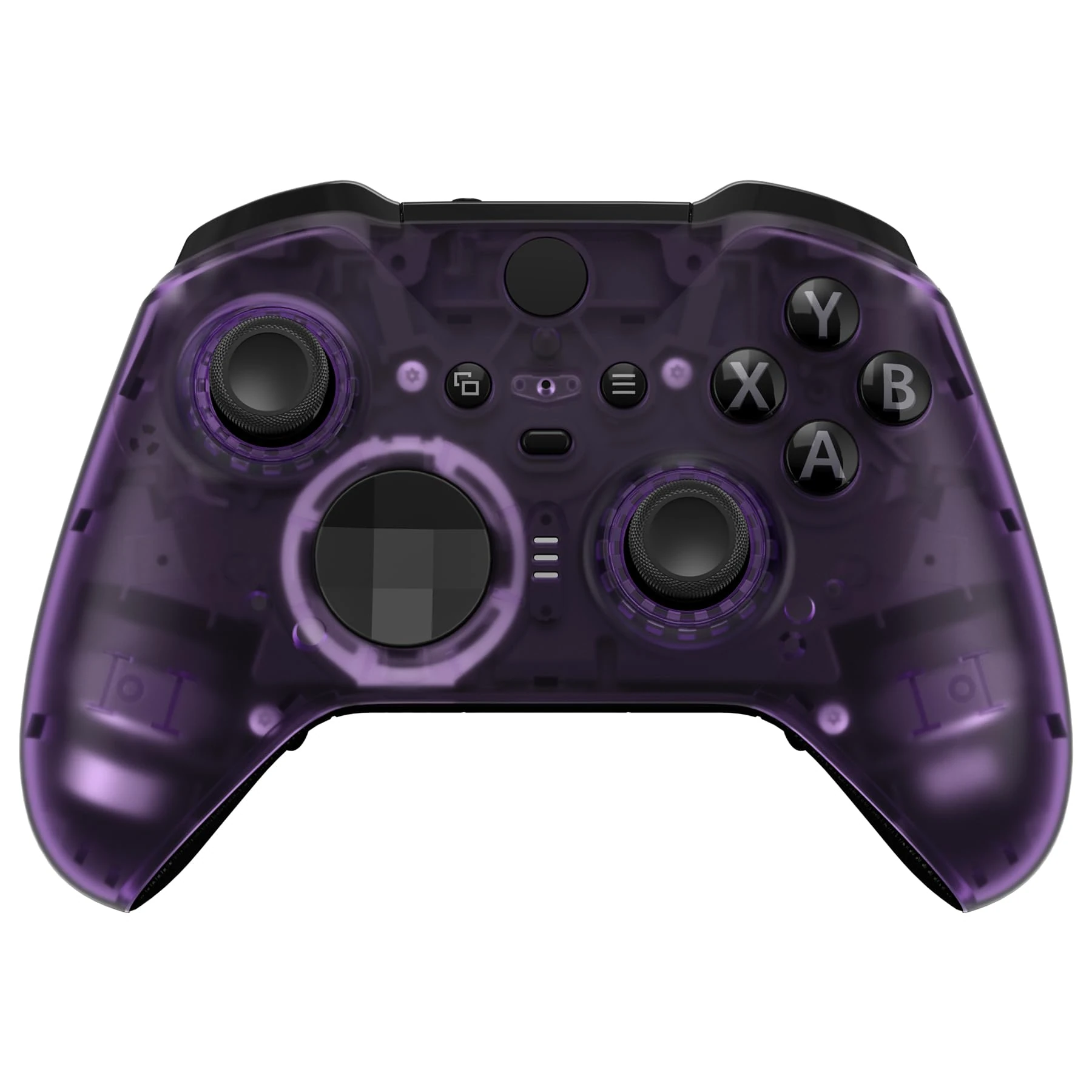 eXtremeRate Clear Atomic Purple Replacement Faceplate Cover for Xbox One Elite Controller Series 2 (Model 1797), Custom Front Housing Shell Case & Accent Rings for Xbox Elite Series 2 Core Controller