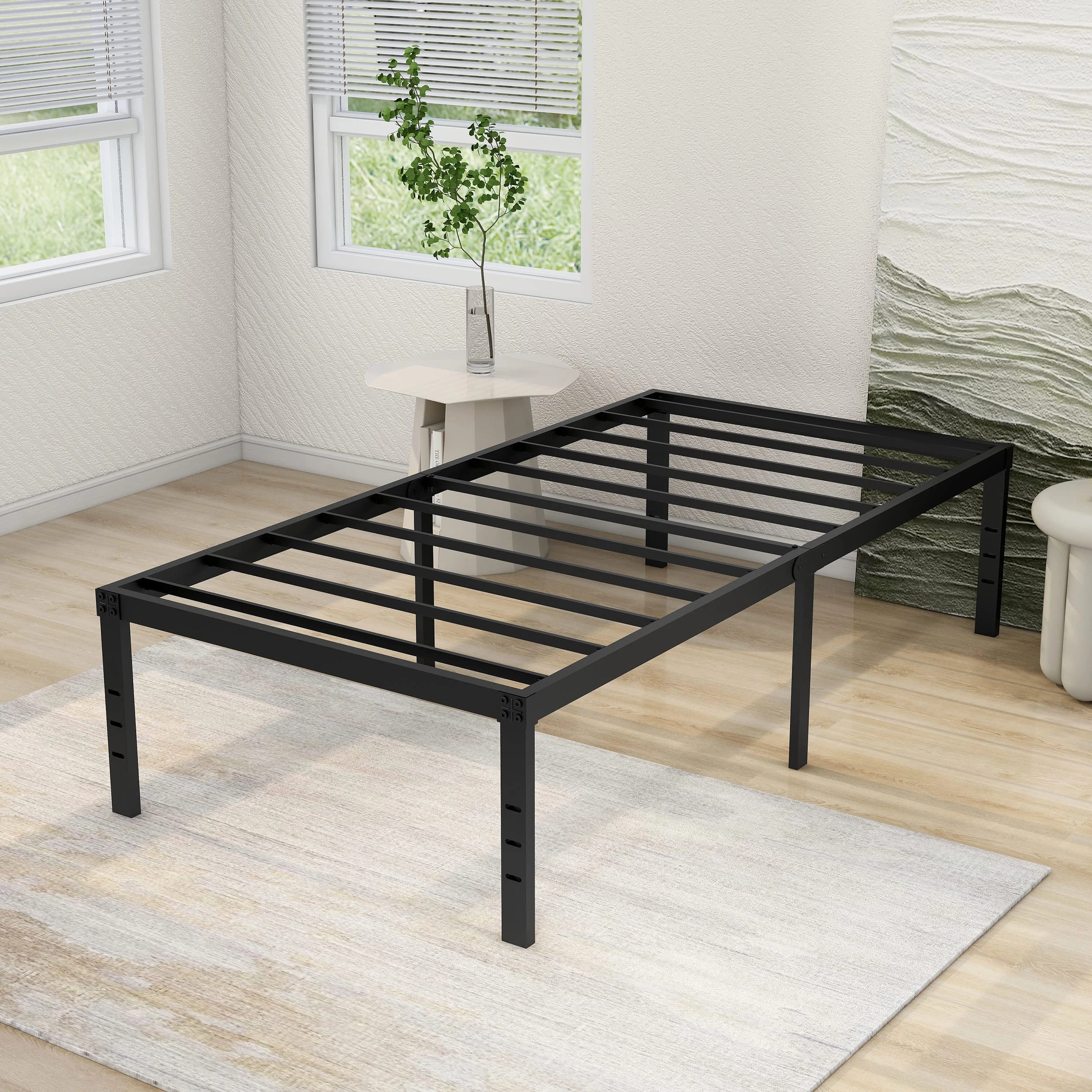 Nightell 18 Inches Twin Platform Bed Frame,2500 lbs Heavy Duty Steel Slat Support,Noise Free No Box Spring Needed,Easy Assembly Black