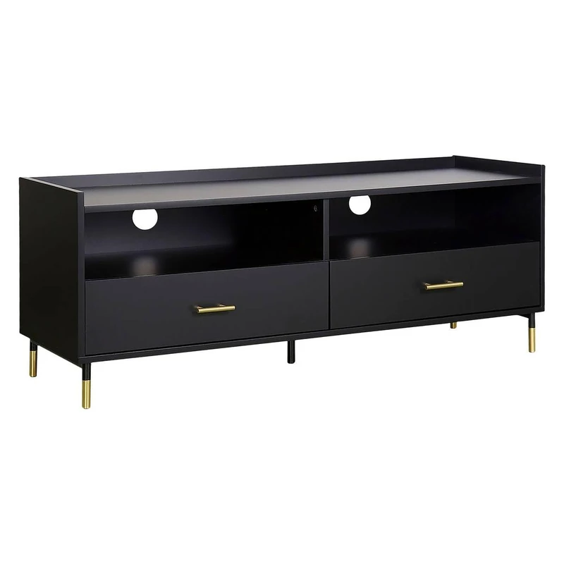 ATMOSPHERA CREATEUR D'INTERIEUR Tedy TV Unit with 2 Drawers Black - Image 1