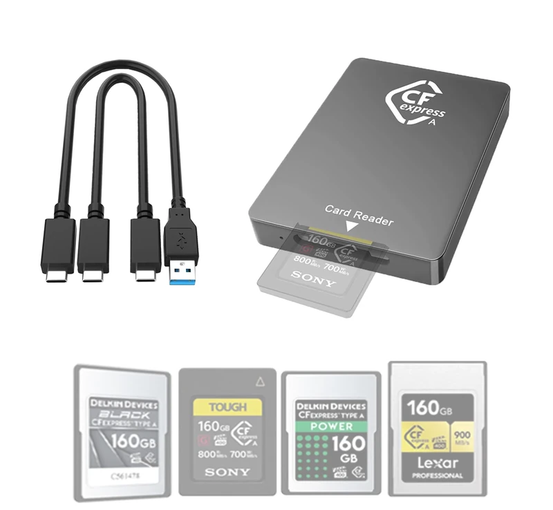 CFexpress Type A Card Reader SuperSpeed USB 3.1 Gen2 10Gbps CFexpress Type A Memory Card Adapter Portable Aluminum CFexpress Type A Reader Support Windows/Mac OS/Linux/Android