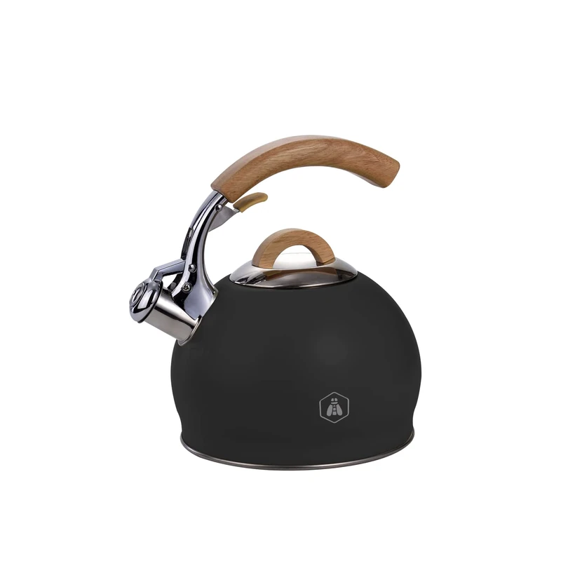 LAGUIOLE, Whistling Kettle, Black, Wooden Handle, for All Types of Cookers, 3 L