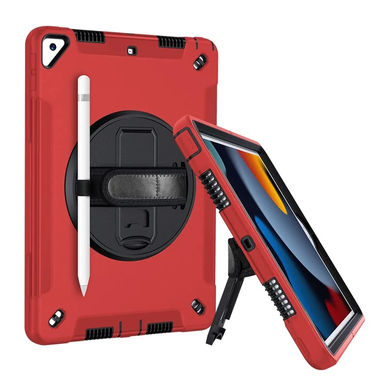 iPad Pro 10.5(2017)/iPad Air 10.5(2019) Case, Heavy Duty Rugged Full Body Protective Case with Rotating Stand, Adjustable Hand Strap