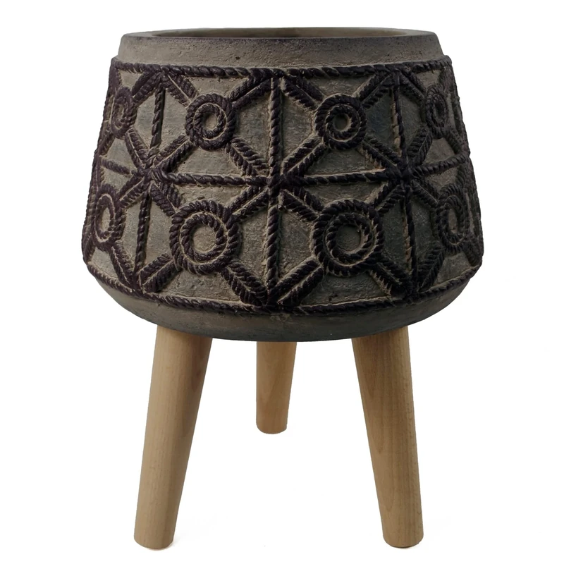 Leaf Large Planters Plant Pots, 36cm Rope fibreglass Composite