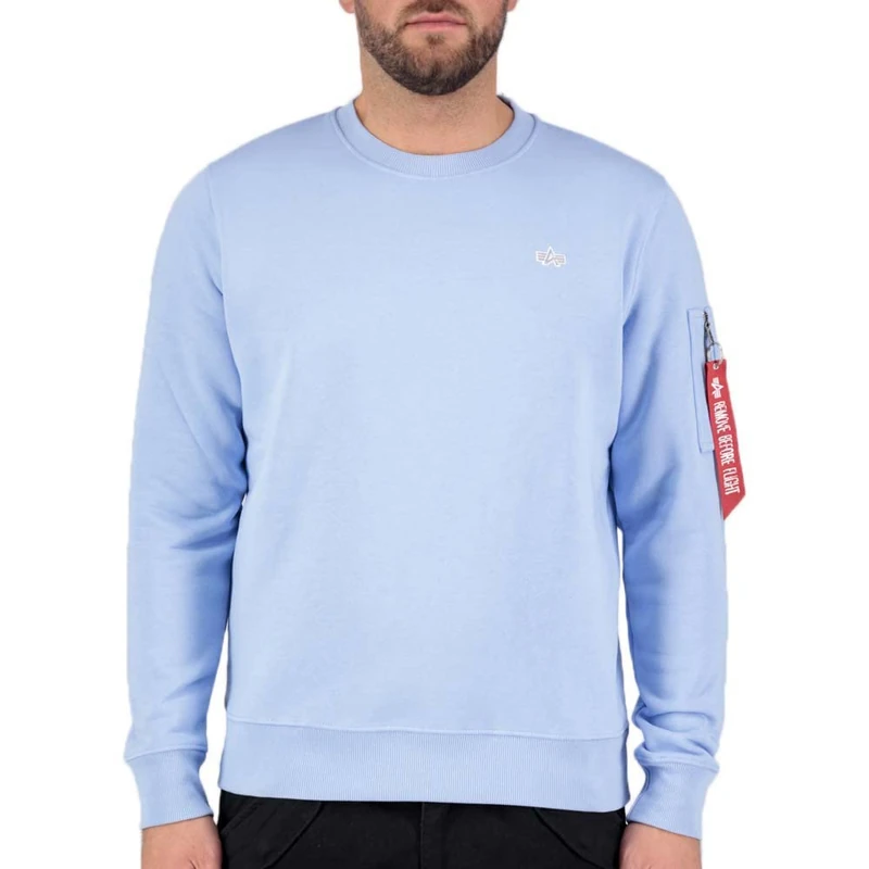 ALPHA INDUSTRIES Men's Emb Sweater Sweatshirt Unisex, Light Blue, XXS