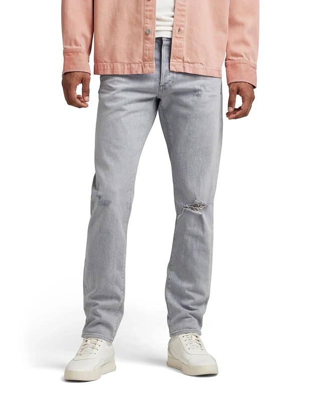 G-Star Men's 3301 Slim Fit Jeans, Grey (sun faded ripped skyrocket 51001-D324-D901), 34W / 36L