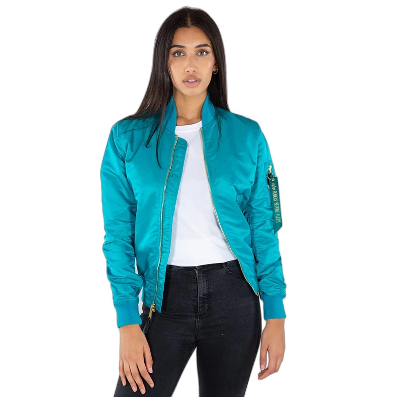 Alpha Industries Women's MA-1 VF Light Bomber Jacket, Blue Lagoon, L