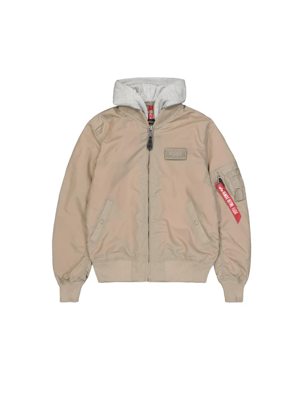 Alpha Industries MA-1 TT Hood Bomber Jacket for Men Vintage Sand