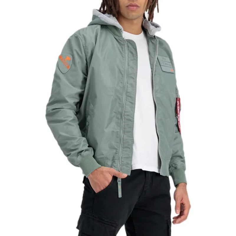 Alpha Industries MA-1 TT Hood Custom Bomber Jacket for Men Dusty Green