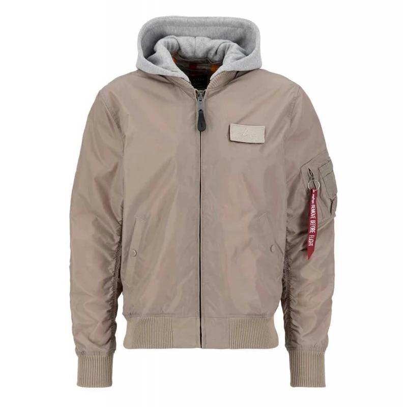 Alpha Industries MA-1 TT Hood Bomber Jacket for Men Vintage Sand