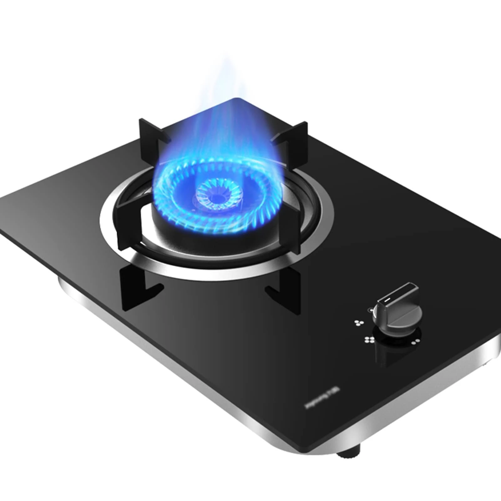 Gas Stove 20CM, Single Port Gas Stove, 4.8KW Fierce Fire Stove Embedded Tabletop Gas Fire Ring Frying Pan, Black Tempered Glass Stove Top With Flame Out Protection, Suitable For Home Kitchen