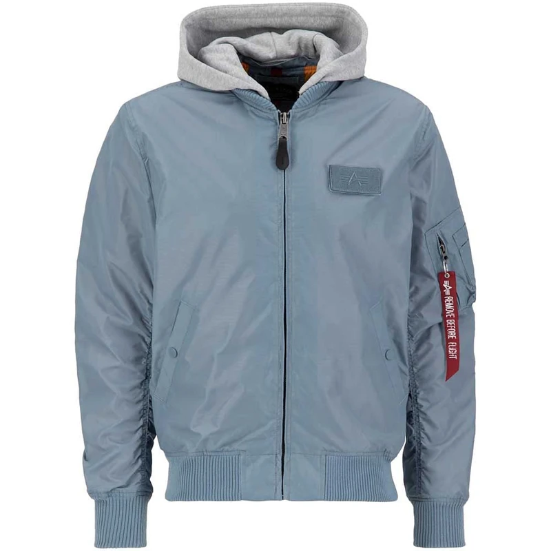Alpha Industries MA-1 TT Hood Bomber Jacket for Men Greyblue