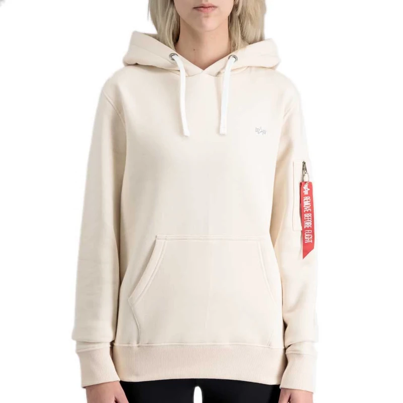 Alpha Industries Men's Unisex EMB Hooded Sweat Sweatshirt, Jet Stream White, L
