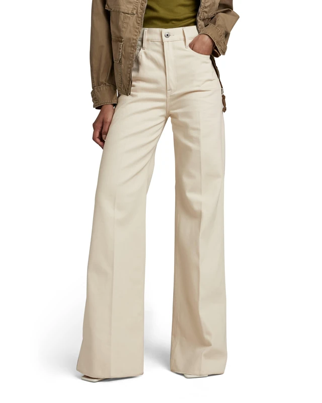 G-Star Women's Deck Ultra High Wide Leg Jeans, Beige (ecru D20987-D300-159), 23W / 30L