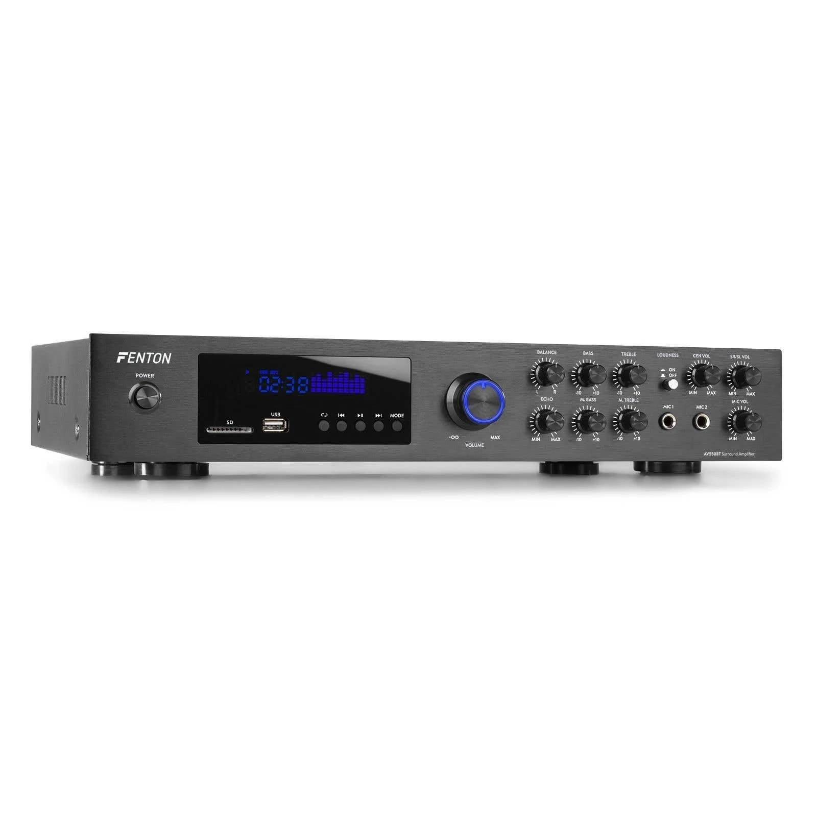 Fenton AV550BT 5.1 Home Cinema Amplifier, Bluetooth Theatre Audio System with Multiple Input Options, Sleek Powerful Design, Easy Setup for Ultimate Surround Sound Experience