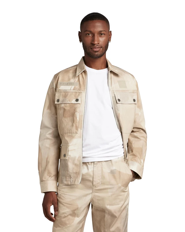 G-Star Men's 4 Pocket Zip Jacket, Multicolour (whitebait watercolor camo D22941-D326-D939), XL