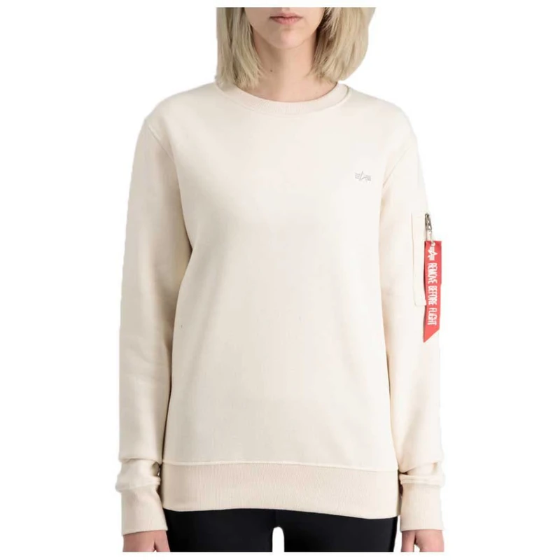 ALPHA INDUSTRIES Unisex Emb Sweater Sweatshirt, Jet Stream White, S