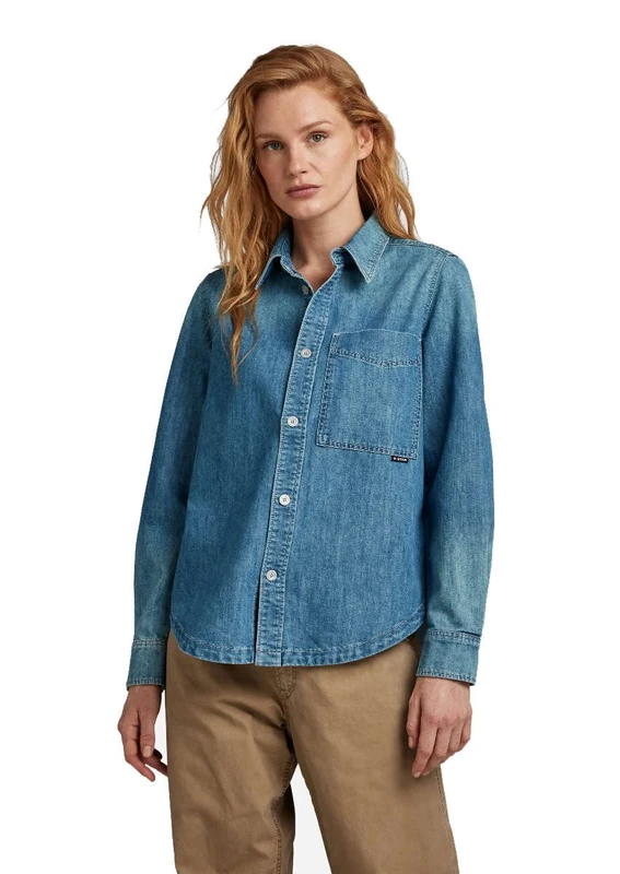 G-Star Women's 1-Pocket Shirt , Blue (faded cadet blue D23240-D303-D890), M