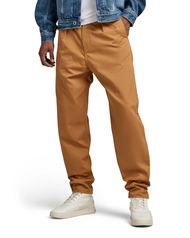 G-STAR Men's Unisex Pleated Chino Relaxed Pants, Brown (chipmunk D20147-C962-3886), 28W / 32L
