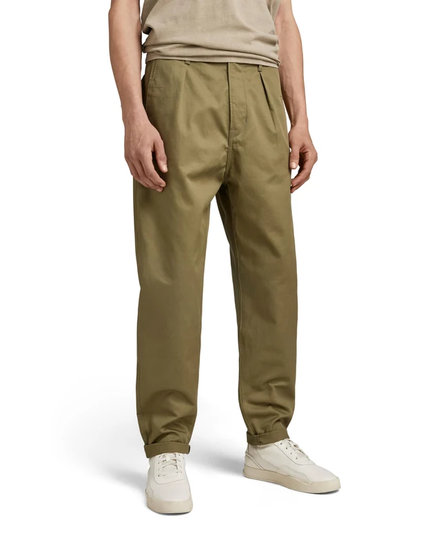 G-STAR Men's Unisex Pleated Chino Relaxed Pants, Green (smoke olive D20147-C962-B212), 29W / 32L