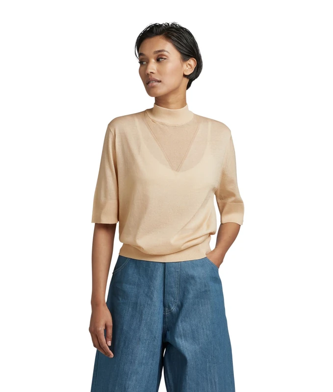 G-Star Women's Core Mock Neck Knitted Sweater, Beige (ivory cream D21962-D166-D761), M