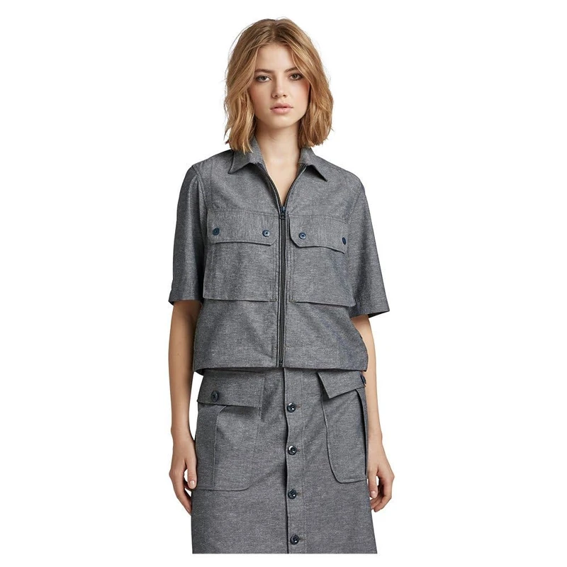 G-Star Women's 2 Pocket Cropped Shirt, Multicolour (salute/milk D22914-D123-D851), L