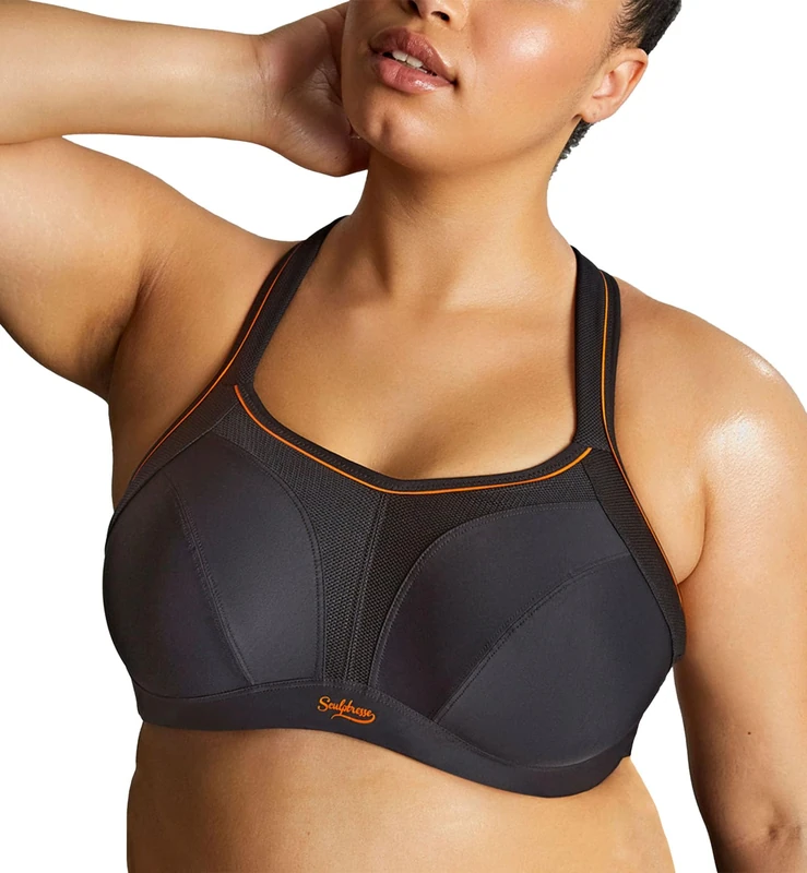 Sculptresse Women's Plus-Size Non-Padded High-Impact Underwire Sports Bra (#9441), Opaque, Black, 36DD