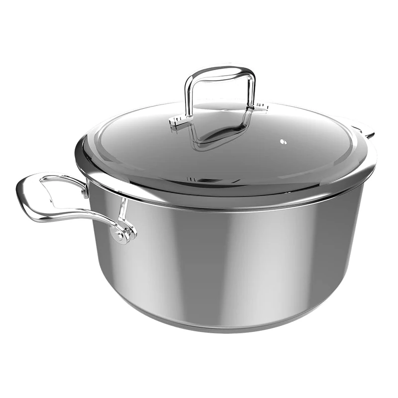 Cecotec Polka Pot Classy 28 Pot Steel, Diameter 28 cm, Capacity 7.5 litres, 18/10 Stainless Steel, Non-Stick Coating, Riveted Handles, Glass Lid, Suitable for All Kitchens