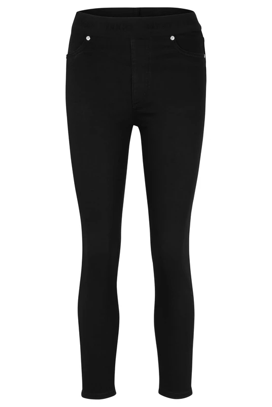 HUGO Womens 931 Extra-Slim-fit Jeggings in Black Denim with Logo Waistband