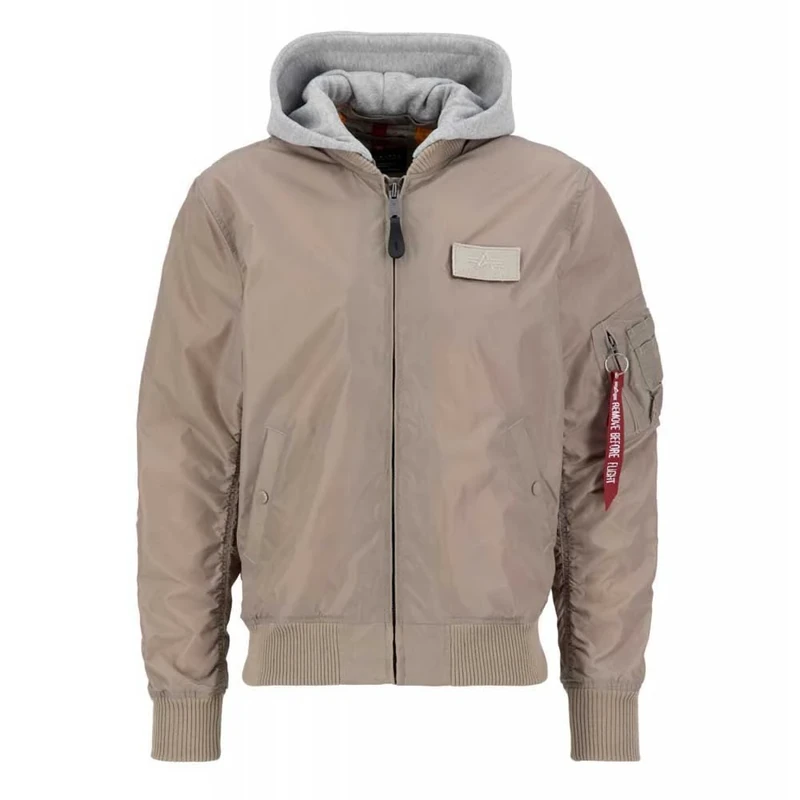 Alpha Industries MA-1 TT Hood Bomber Jacket for Men Vintage Sand