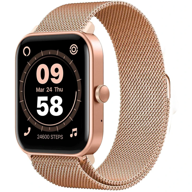 SMARTY2.0 - SW038E Smartwatch - Pink - Integrated Alexa Voice Assistant, Bluetooth Calls, 14 Sport Modes, 1.8" Display - Metal Strap - Dimensions 46.5 x 40.5 x 13 mm, pink, Standard, Modern