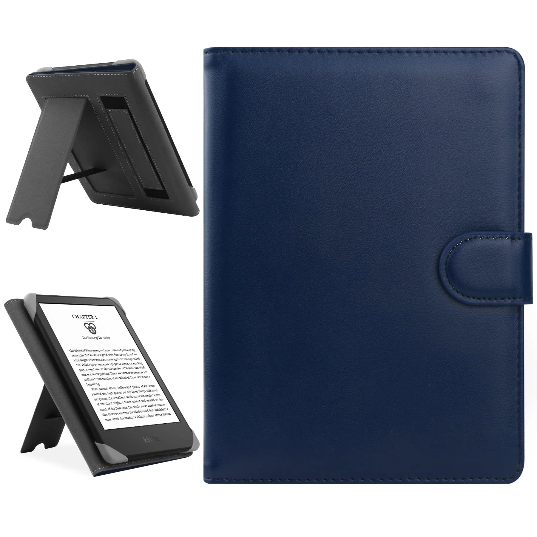 HoYiXi Universal Case Compatible with 6.8" Kindle Paperwhite/6" All-new Kindle 2022 & 2019/Kobo Clara HD/Kobo Clara 2E Leather Stand Cover for 6-6.8'' PocketBook/Tolino/Sony E-Book Reader, blue