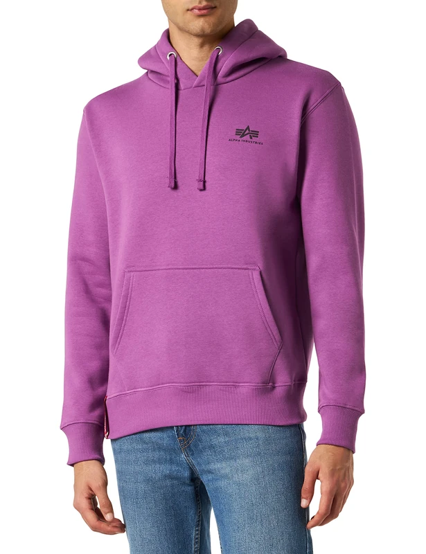 Alpha Industries Basic Hoody Small Logo Hooded Sweat for Men Dark Magenta