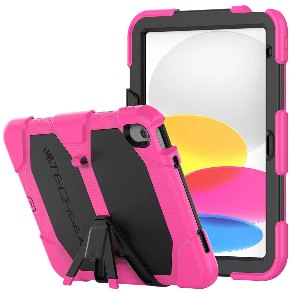 TECHGEAR G-SHOCK Case for iPad 11" A16 (11th Gen 2025) & 10.9" (10th Gen 2022), Heavy Duty Rugged Shockproof Protective Screen Protector Case with Stand, For Schools, Builders, Kids, Everyday Use