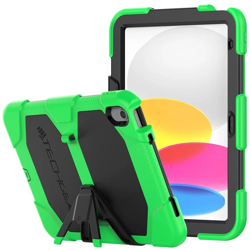 TECHGEAR G-SHOCK Case for iPad 11" A16 (11th Gen 2025) & 10.9" (10th Gen 2022), Heavy Duty Rugged Shockproof Protective Screen Protector Case with Stand, For Schools, Builders, Kids, Everyday Use