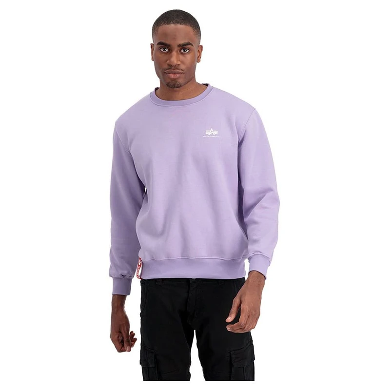 ALPHA INDUSTRIES Men's Basic Sweater Small Logo Sweatshirt, Pale Violet, S